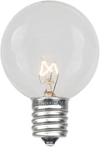 Novelty Lights 25 Pack G50 Outdoor Patio Globe Replacement Bulbs, Clear, E17/C9 Intermediate Base, 7 Watt