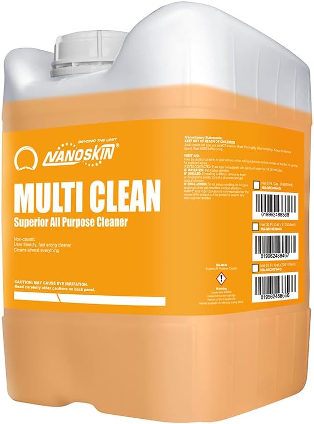 Nanoskin MULTI CLEAN All Purpose Concentrated Cleaner 5 Gallons – Removes Dirt, Grease & Stains on Counters, Carpet, Floors, Fabric, Equipment & Vehicles | Use with Sprayers, Scrubbers, Washers & More