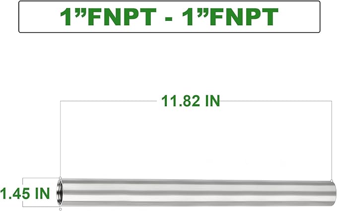 TAISHER 2PCS Stainless Steel Pipe Fittings, 1" NPT x 1" NPT Female Threaded, 12" Length Nipple Cast Pipe