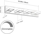 Ralbay Dimmable Bathroom Lights Modern 4 Lights Vanity Lights Fixtures Acrylic Rotable 360° LED Modern Vanity Lighting for Bathroom