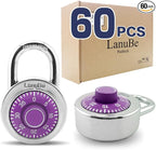 LanuBe Standard Dial Combination Lock, 2 inches. Wide, with Different Combinations, Purple Turnplate, Pack of 60; Lock for School, Employee, Gym Sports Locker, Case, Toolbox