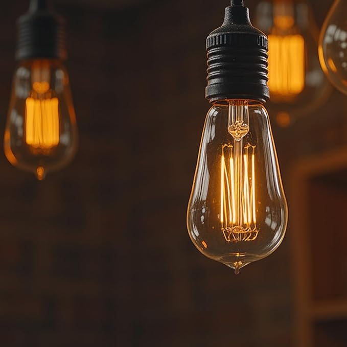 Jslinter Incandescent Light Bulbs 60 Watt Dimmable Bulbs 4 Pack, 2200K ST58 Soft Light Bulbs Warm Light, 110v E26 Eecorative Light Bulb, Vintage 230LM Edison Bulb for Bedrooms, Living Rooms