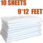 10 Pieces Plastic Drop Sheets for Painting, Waterproof and Dust-Proof Clear Cloth for Furniture Cover, 9x12 Feet Tarps