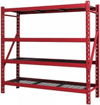 Heavy Duty Member Mark 4-Shelf Industrial Storage Rack, 77" W x 24" D x 72" H (Red, 1 Pack)