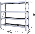 Heavy Duty Member Mark 4-Shelf Industrial Storage Rack, 77" W x 24" D x 72" H (Granite, 2 Pack)