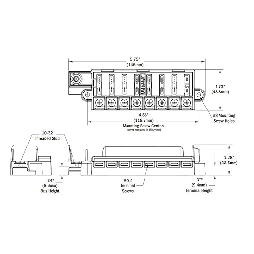 Blue Sea Systems 5046 ST Blade Fuse Block Compact 8-Circuit with Cover, 100 Amps