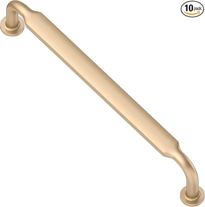 Alzassbg 10 Pack Champagne Copper Cabinet Handles, 6-1/4 Inch(160mm) Hole Centers Arch Modern Cabinet Pulls Kitchen Cabinets Hardware for Cabinets and Drawers AL3503SCG