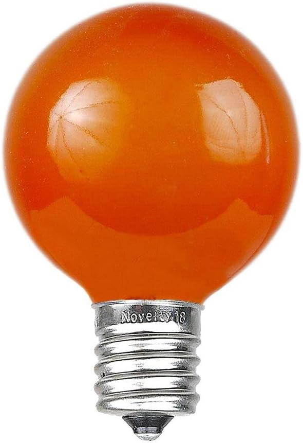Novelty Lights Incandescent G50 Globe Replacement Bulbs - Outdoor Individual Bulbs for Events, Holiday Parties, Patios, and More - E17/C9 Intermediate Base, 7 Watt Lights (Orange, 25 Pack)