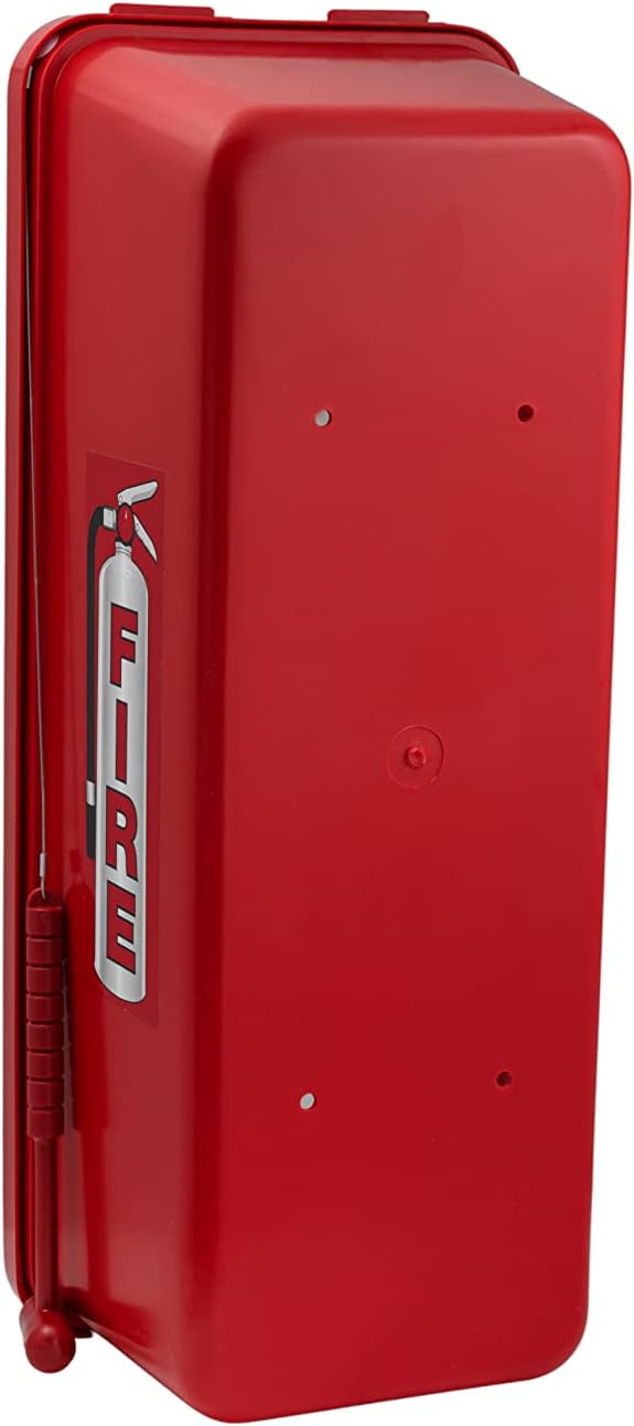 PRO&Family Fire Extinguisher Cabinet (5 lb, Red) - Fire Extinguisher Cover with Hammer Attachment, Weatherproof, Heavy Duty, Modern Design, Acrylic Front, Floor Mounted, Common Area, Emergency Use