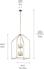Kichler Madden 43" 8 XL Light Foyer Pendant in Champagne Bronze, Soft Modern Fixture, for Foyer, Over Large or Dining Room Table, (43" x 24.25"), 52724CPZ