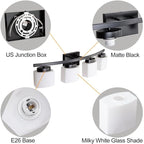 4-Light Matte Black Vanity Light Fixture with White Glass Shade for Bathroom Over Mirror, 31.5 Inches