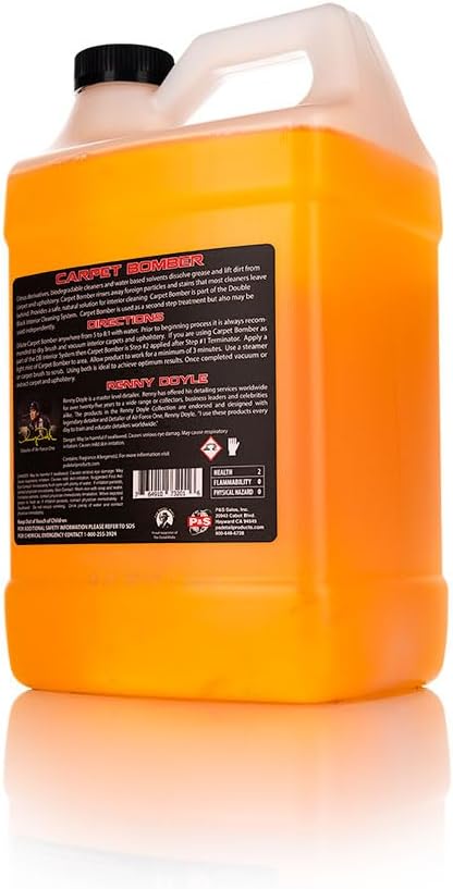 P & S PROFESSIONAL DETAIL PRODUCTS Carpet Bomber – Professional Upholstery Cleaner, Citrus-Based Formula, Removes Grease, Dirt & Odors, Highly Dilutable, Safe for Engines & Wheel Wells - 1 Gallon