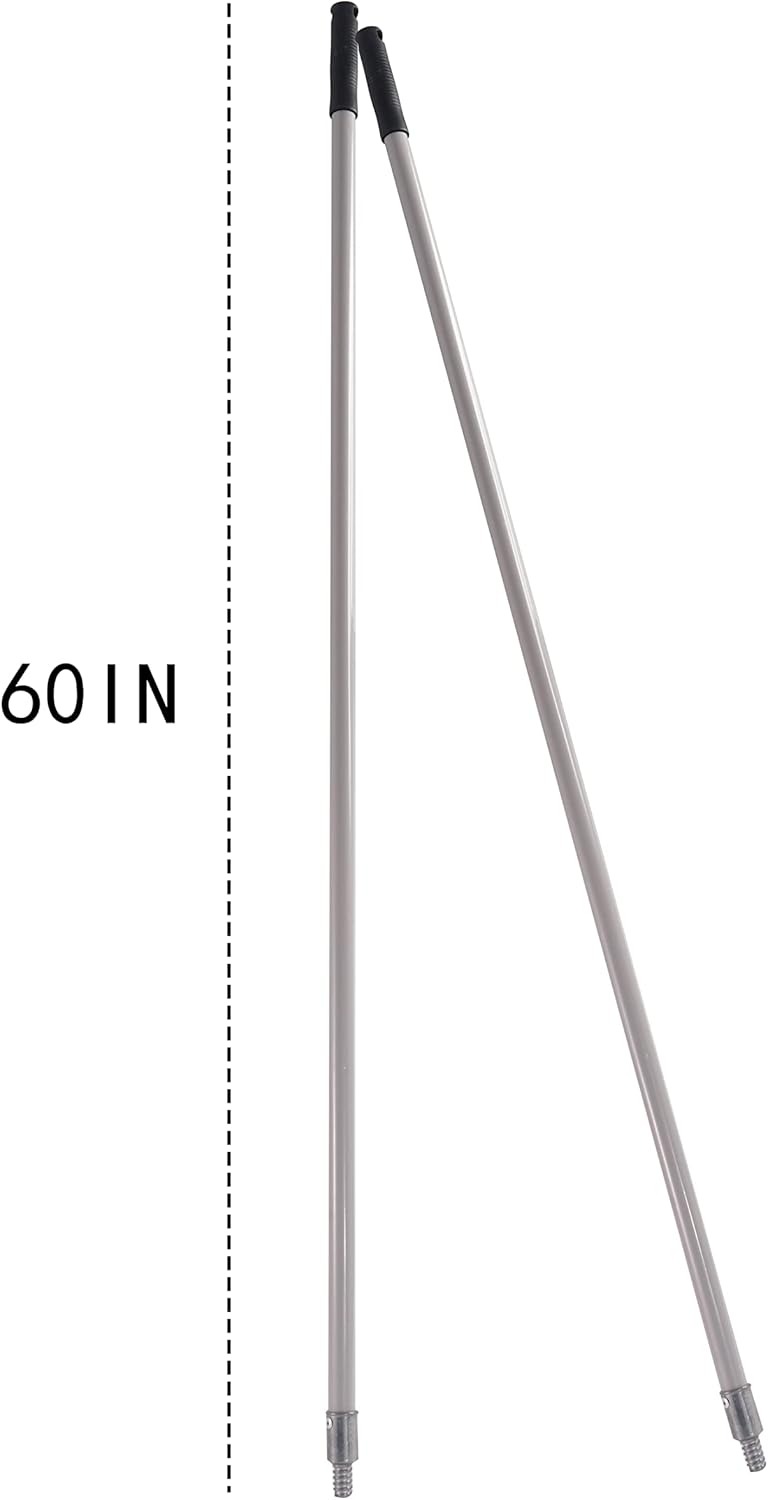 Matthew Cleaning Commercial Screw On Mop Handle for Floor Cleaning Heavy Duty Mop Head Replacement Holder 60inch with Threaded Metal Tip(Gray, 12 Pack)
