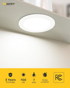 Ensenior 4 Inch LED Recessed Lighting 24 Pack, Dimmable Flat LED Can Lights, 5CCT Adjustable Color Temperature (2700K-5000K), 7W=77W 700LM, IC & Damp Rated, FCC