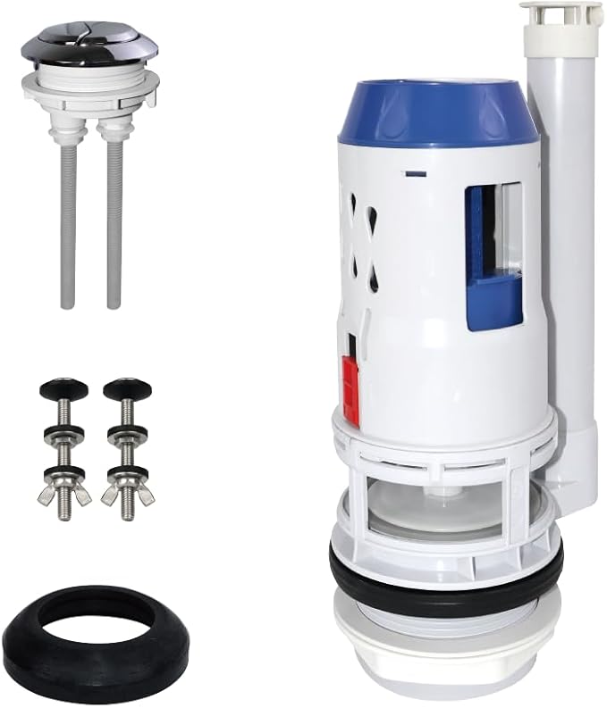 3-Inch Dual Flush Valve Repair Kit for 2-Piece Toilets, Top Push Toilet Repair Kit, Inside Tank Dual Flush Valve Replacement Kit, Includes Valve, Button, Gasket, Bolt
