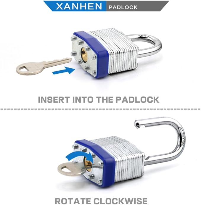Keyed Alike Laminated Steel Keyed Padlocks with Normal Shackle, 24 Pack, for Hasp Latch, Sheds, Fences, Storage Locker, School, Gym