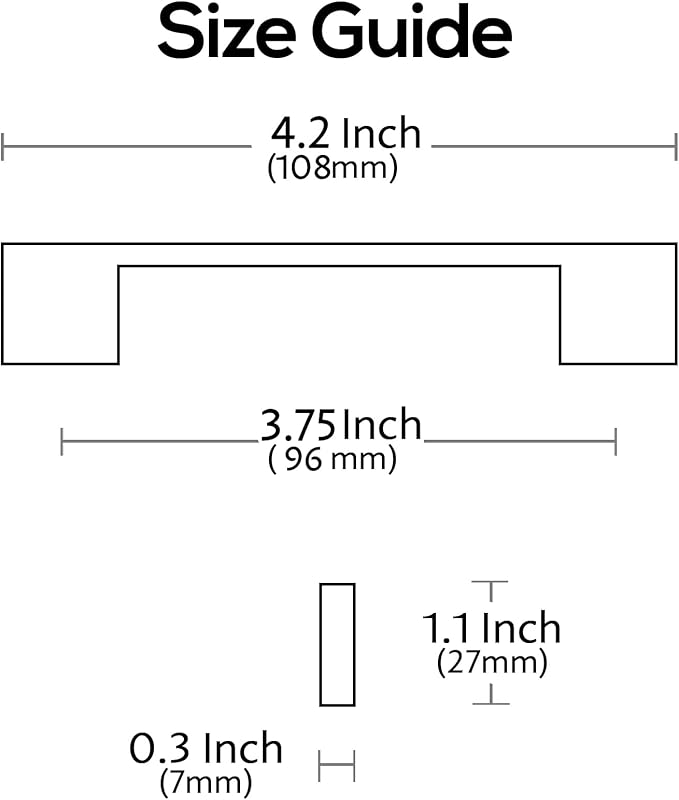 Alzassbg 5 Pack Champagne Copper Cabinet Pulls, 3-3/4 Inch(96mm) Hole Centers Rectangle Cabinet Handles Kitchen Pulls for Drawers and Cabinets AL3051SCG
