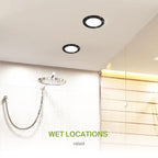 ASD Flat Trim Retrofit LED Recessed Lighting 6 Inch | Ultra Thin Black 12W 971LM Wet Rated Dimmable Downlights | 2700K-5000K Adjustable LED Recessed Light Fixtures | Disk Can Lights, ETL 24 Pack