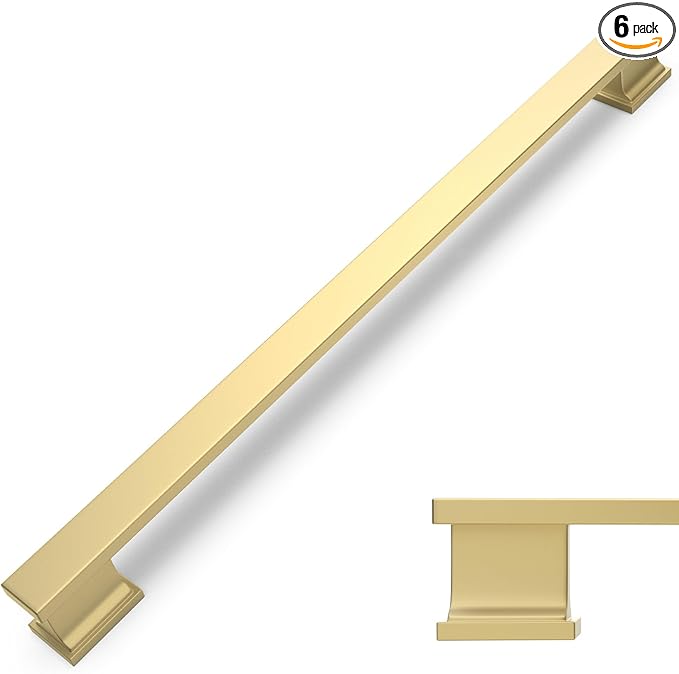 COTYKILEY 6 Pack 12.6 Inch(320mm) Brushed Gold Cabinet Handles Gold Kitchen Cabinet Pulls Cabinet Door Handles Kitchen Cabinet Hardware