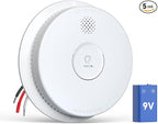 Jemay Smoke Detector, Photoelectric Smoke Alarm with 9V Backup Battery, Hardwired Interconnected Smoke Detector, Fire Alarm with Test/Silence Button for Home, 1 Pack