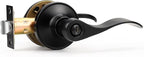 Knobonly 1 Pack Matte Black Privacy Door Levers Interior Door Handles for Bedroom and Bathroom Door Knobs Keyless Privacy Door Handles with Lock, Zinc Alloy Reversible for Right/Left