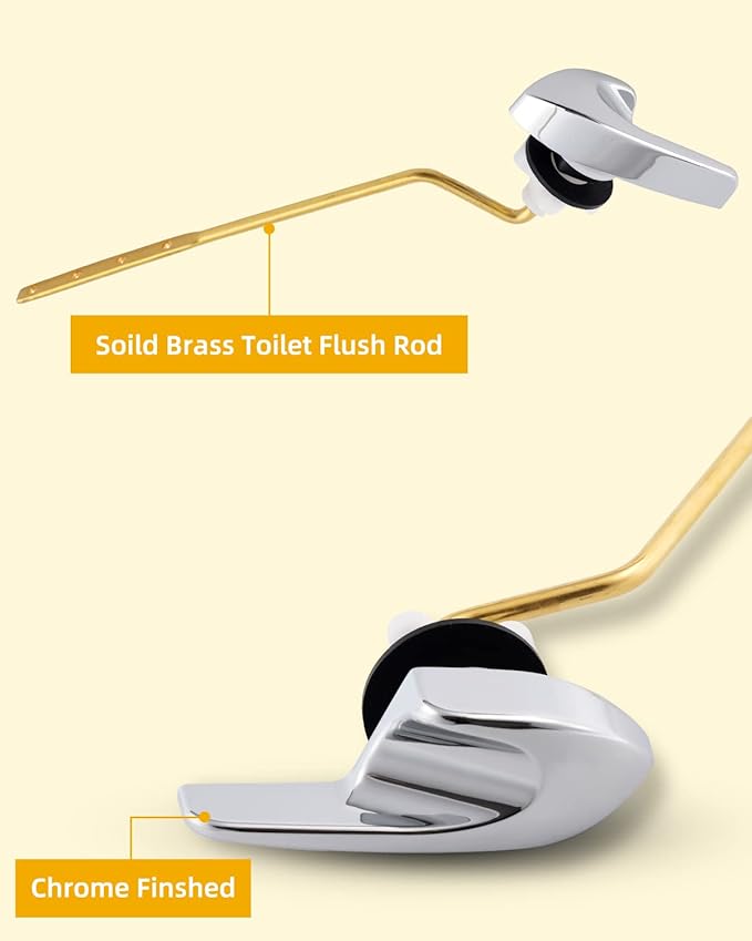 2 Pack Universal Brass Toilet Handle Replacement Kit, Side/Angle Mount Toilet Flush Handle Compatible with Kohler K-GP30324-CP/TOTO/American Standard, Stainless Steel Flapper Chain, Chrome