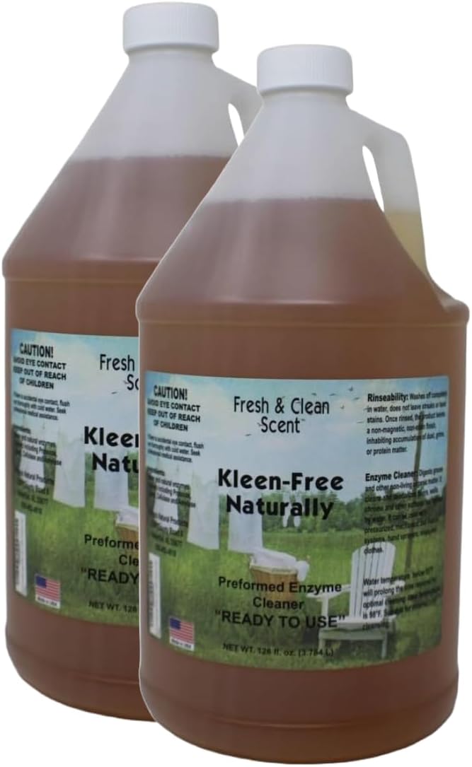 Naturally Preformed Enzyme Cleaner, Enzyme Solution, Multi-Purpose Cleaner, Laudry Additive, and More - Ready -To-Use - Fresh and Clean Scent - 128oz (1 Gallon) - Pack of 2