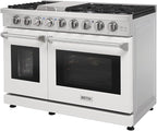 48 Inch Pro-Style Propane Gas Range with 6 Burners & 1 Griddle Cooktop, Double 4.6 cu. ft. and 2.2 cu. ft. Oven, in Stainless Steel - KOS-48RG03MLP (White)