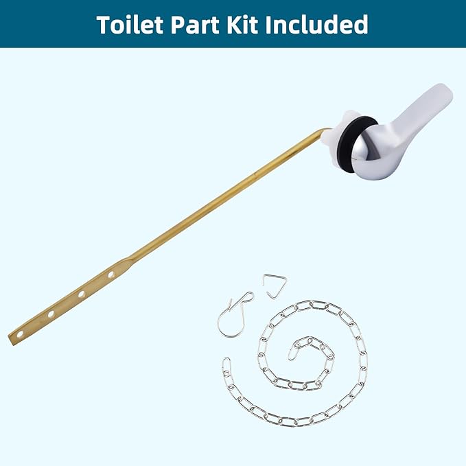 Hygie Rinse Metal Toilet Handle Replacement Kit Universal Front Mount Fit, Toilet Lever Compatible with American Standard/Glacier Bay/Gerber, Toilet Flush Handle with Flapper Chain, White