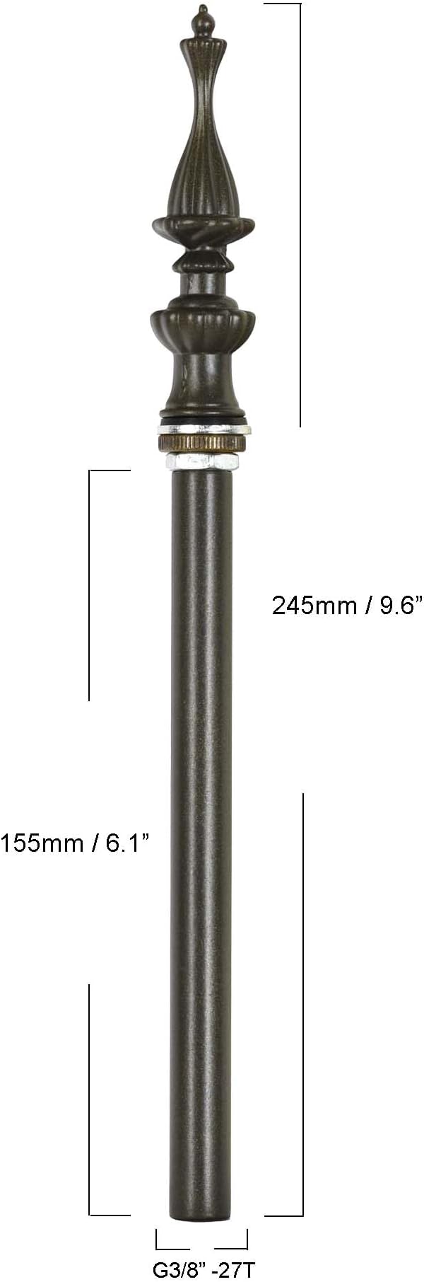 Bieye SS020 Lampshade Support with Finial for Tiffany Style Stained Glass Floor Lamp Table Lamp (G3/8 155mm Crown)