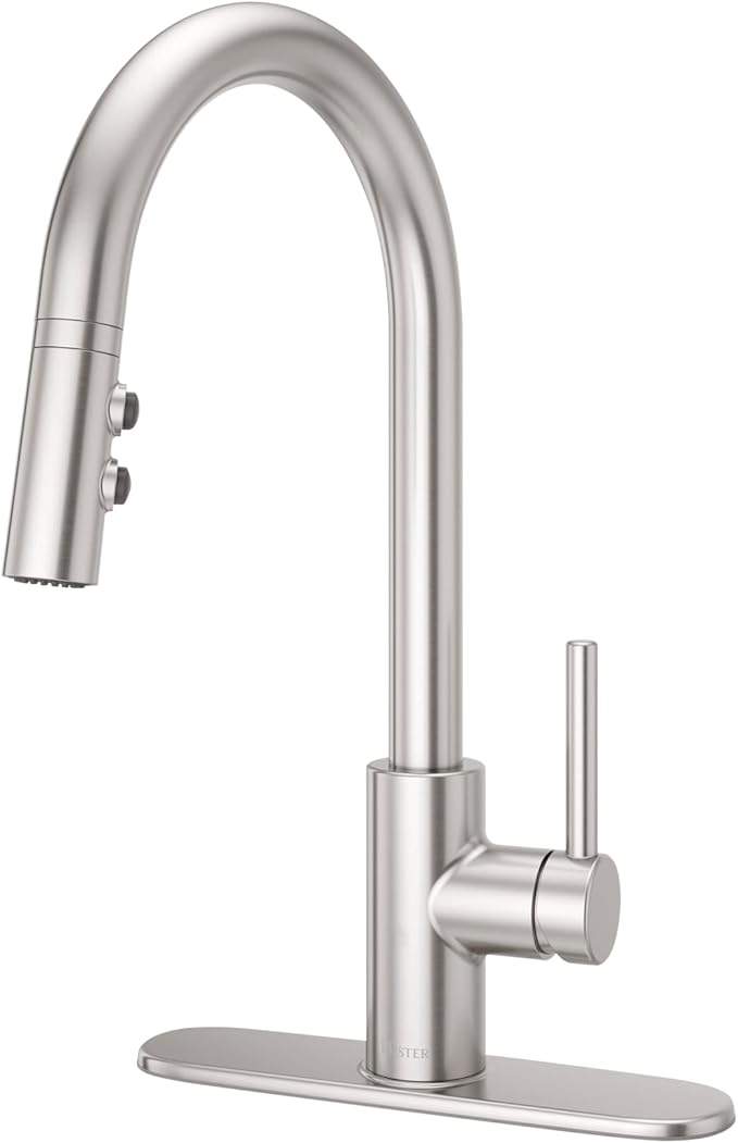 Pfister Stellen Kitchen Faucet with Pull Down Sprayer, Single Handle, High Arc, Stainless Steel Finish, LG529SAS