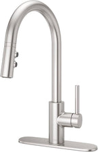 Pfister Stellen Kitchen Faucet with Pull Down Sprayer, Single Handle, High Arc, Stainless Steel Finish, LG529SAS