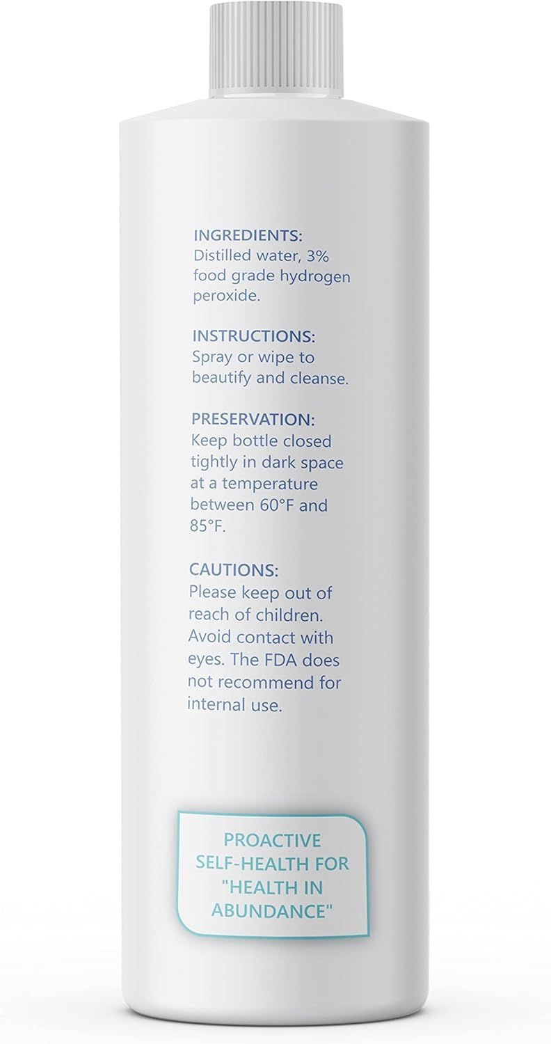 ProH2O2 3% Food Grade Hydrogen Peroxide – Natural Cleaner & Disinfectant – Suitable for Household Use – Ideal for Cleaning, Sanitizing & Gargle – 32 fl oz Refill (Pack of 6)