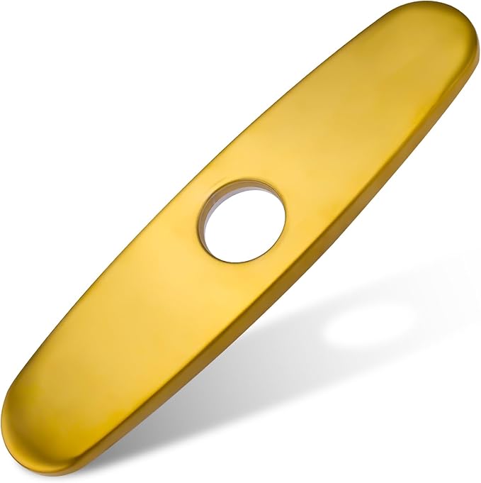 Faucet Deck Plate, Kitchen Sink Hole Cover, 10 Inch Inch Escutcheon Stainless Steel for 1 or 3 Hole Sink Faucets, Brushed Gold, Round