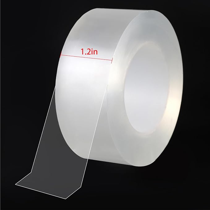 Transparent Weather Sealing Tape, Clear Draft Isolation Film Tape for Door Draft Stopper, Adhesive Tape for Doors, Windows and Shower Glass Gaps - No Residue (1.2 Inch x 66Ft)