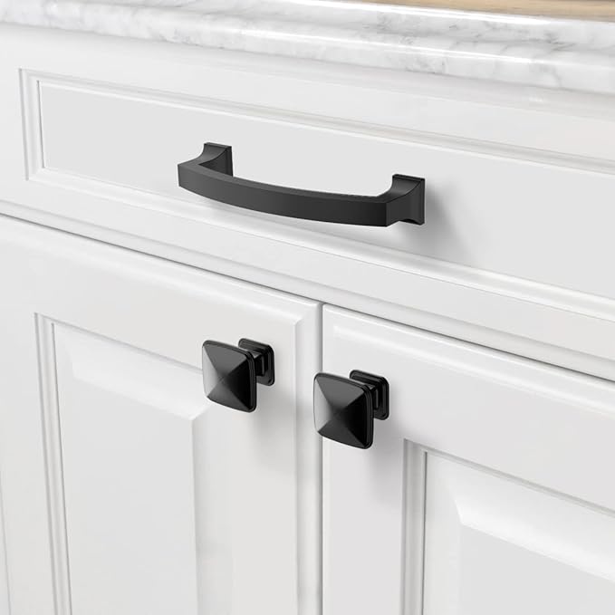 Asidrama 30 Pack 4 Inch(102mm) Hole Centers Kitchen Cabinet Handles, Matte Black Cabinet Pulls Kitchen Cabinet Hardware for Cupboard Drawer Pulls Dresser Handles