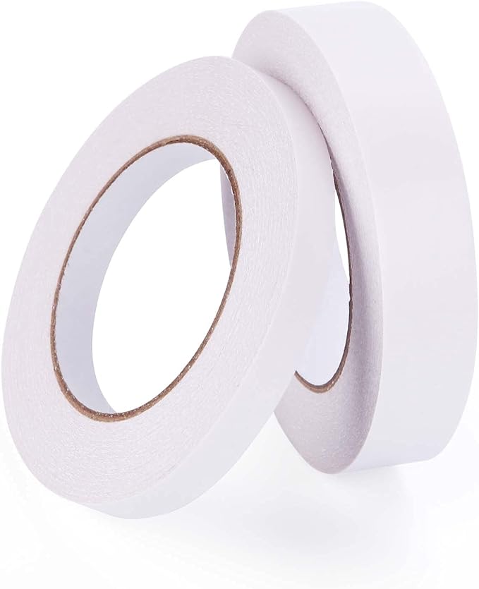 2 Rolls Double Sided Tape, Two Different Size Double-Sided Adhesive Tape Set - Ideal for Crafts & Arts, Scrapbooking, Paper and More(1 Inch+1/2 Inch, 40 Yards Per Roll)