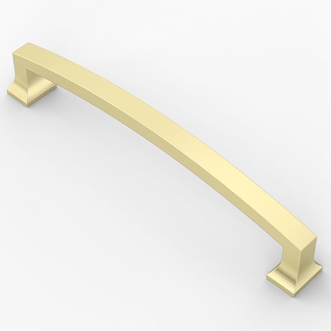 Asidrama 10 Pack 6.3 Inch(160mm) Hole Centers Kitchen Cabinet Handles, Brushed Brass Cabinet Pulls Kitchen Cabinet Hardware for Cupboard Drawer Pulls