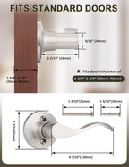 Mengico 8 Pack Satin Nickel Dummy Door Lever, Single Right Side Door Handle for Closets, Non-Turning Pull Only Lever Set, Wave Style Interior Door Knob