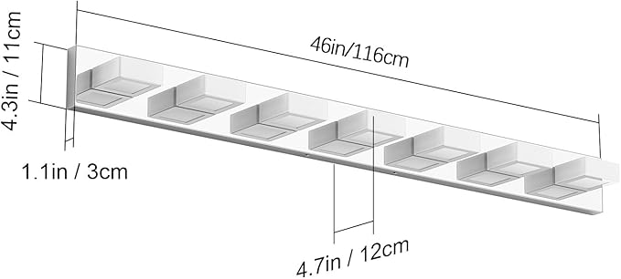 Ralbay 46" Modern LED Chrome Vanity Lights 7 Lights Acrylic Stainless Steel LED Vanity Light Fixtures Chrome Bathroom Lighting Over Mirror