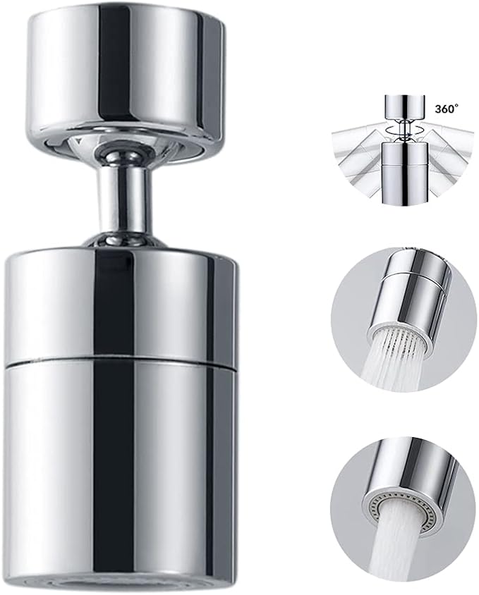 360 Degree Swivel Sink Faucet Aerator,2-FlowBig Angle Water Saving Dual Function,with Gasket Faucet Replacement Part - 55/64 Inch-27UNS Female Thread, 15/16 Inch-27UNS Male Thread Adapters (1)