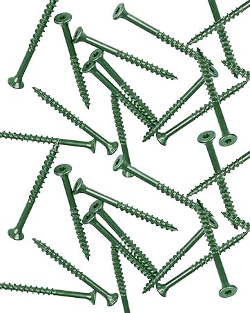 Wood Screws 2-1/2 inch, 300pcs Countersunk Self Tapping Screws #10 x 2-1/2", Carbon Steel, Against Rust and Corrosion Screw, Green Coated Exterior Wood/Deck Screws, Star Drive with Bit