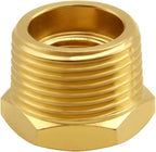 4PCS Brass Reducer Bushing, 1/2" NPT Male to 1/8" NPT Female Thread, Hex Reducing Convert Adapter Pipe Fitting Connector for Water/Oil/Gas