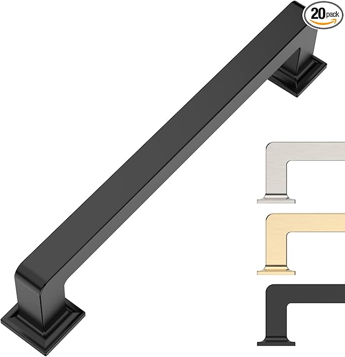 5 Inch 20 Pack Cabinet Handles Matte Black Pulls Hardware for Kitchen Cabinets Cupboards