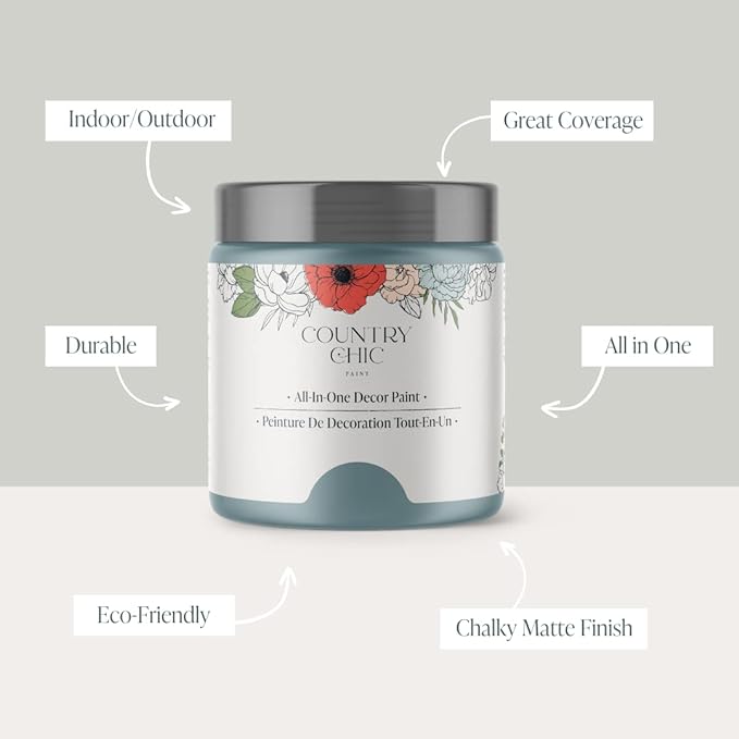 Country Chic All-in-One Chalk Paint for Furniture, Cabinets, Home Decor, Eco-Friendly, Matte Finish, Built-In Primer & Top Coat for Wood, Metal - Nightfall (Blue) - Quart 32 oz (950 ml)