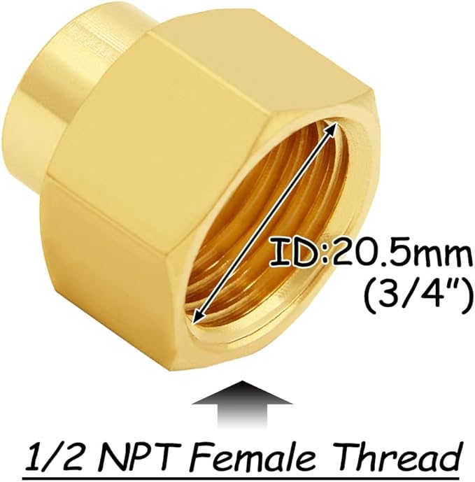 3PCS Brass Reducer Adapter, 1/4" NPT Female to 1/2" NPT Female Thread, Hex Reducing Pipe Fitting Coupler Nipple Connector for Water/Oil/Gas