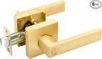 EHOMEWARE 8 Pack Door Levers Door Knobs Interior in Satin Brass Finish, Bedroom Bathroom Privacy Door Handles Interior Gold Locksets Keyless, Heavy Duty