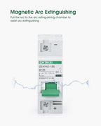 12V-110V DC Miniature Circuit Breaker, 125 Amp 1 Pole Battery Breaker Protector for Solar PV System and RV, Thermal Magnetic Trip, DIN Rail Mount, High Current DC Disconnect Switch MCB 1P B125