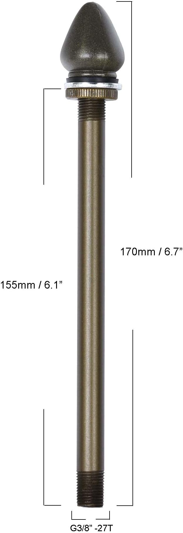 Bieye SS030 Lampshade Support with Finial for Tiffany Style Stained Glass Floor Lamp Table Lamp (G3/8 155mm Waterdrop)