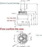 25mm Faucet Cartridge Certification Ceramic Tap Cartridge Mix Faucets Inner Cartridge Replacement for Single Lever Faucet, Monobloc Bathroom or Kitchen Mixer Faucets